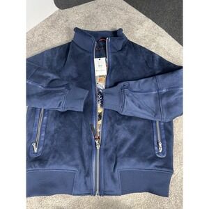 Robert Graham Mens Black Suede Bomber Jacket With Pop Art Print Lining Size M